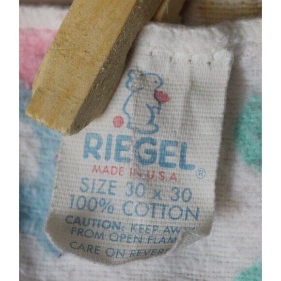 Riegel Cotton Receiving Blanket Baby Pastel ABC's Animals Bear Bunny Cat Flanel - Picture 3 of 4